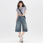 Women's American-style Retro High Street Denim Cropped Pants Summer