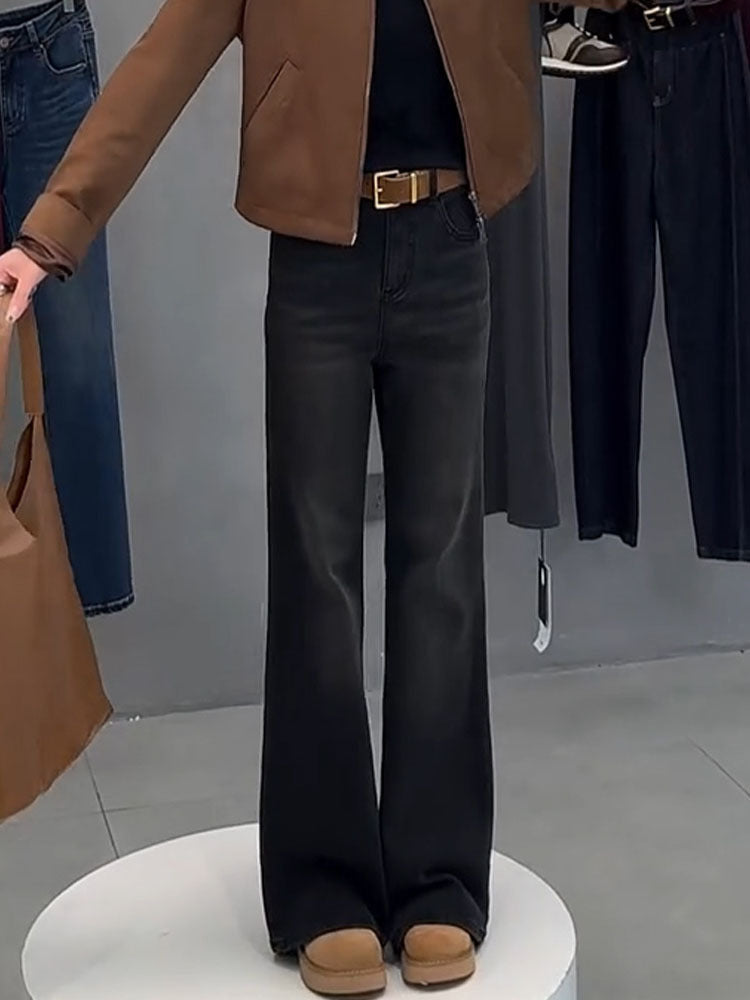 Plus Size Women's High Waist Elastic Straight Skinny Jeans