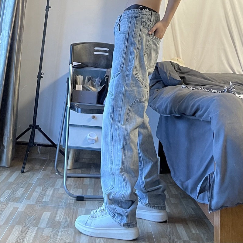 National Tide Straight Retro Wash Fashion Jeans Men And Women Ins