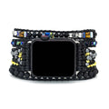 Black Retro Woven Watch Band  Natural Stone Bead Strap Bracelet