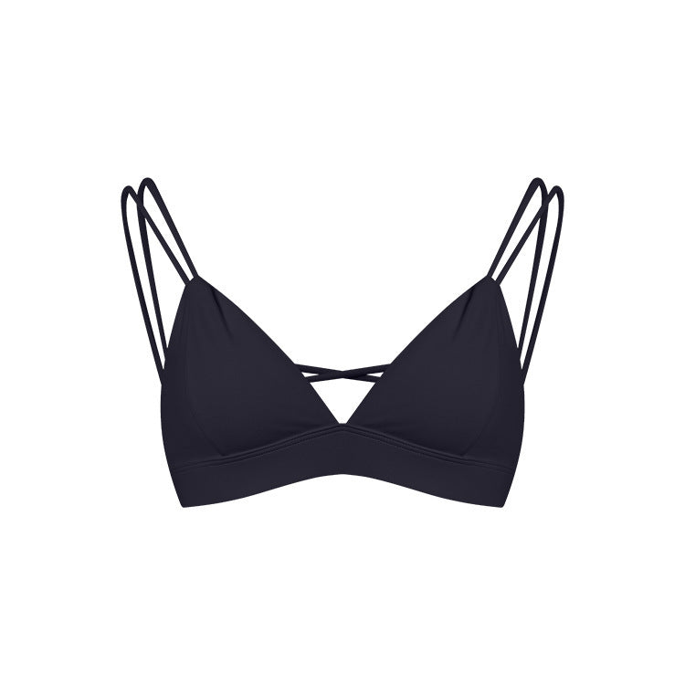 Women's Spaghetti Strap Bra Deep V Versatile Cross Sports Bra