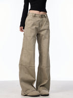 Loose Straight Retro High Street Pocket Design Jeans For Women